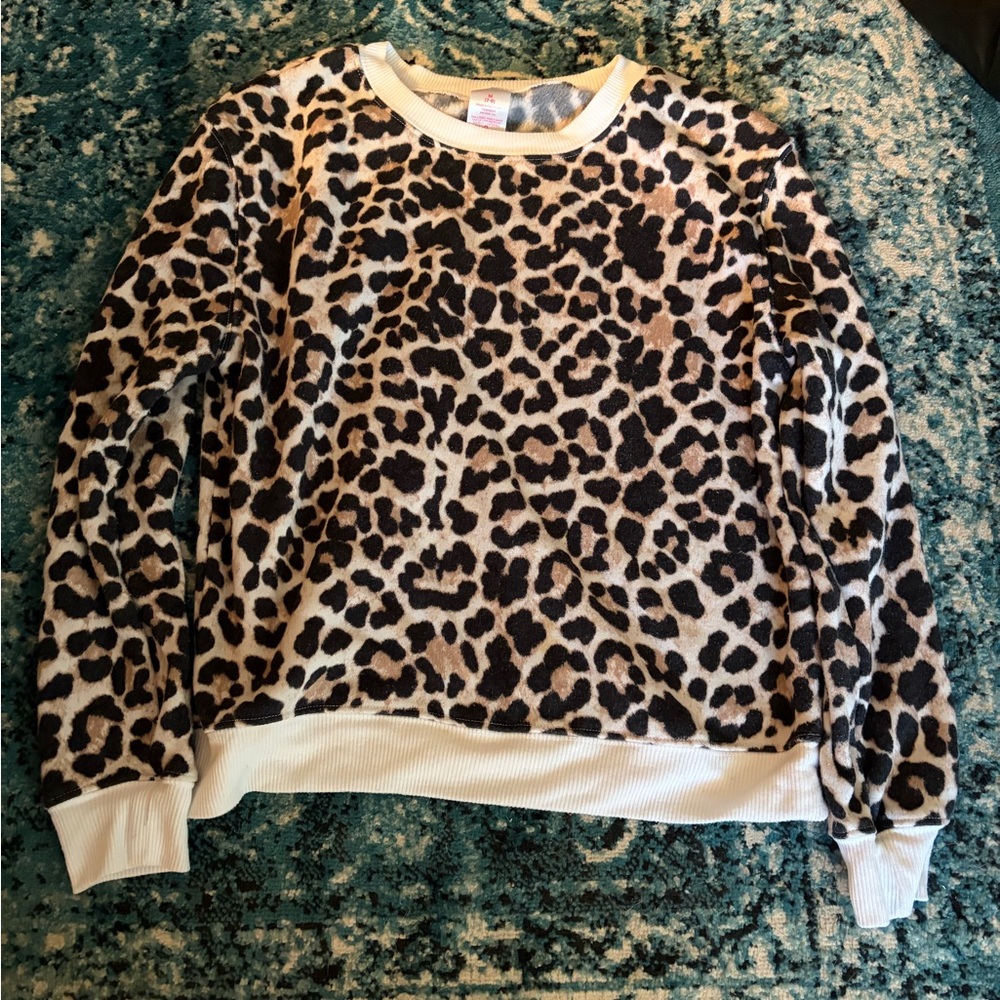 Leopard Print Crewneck sweatshirt - Tan, Brown & Black